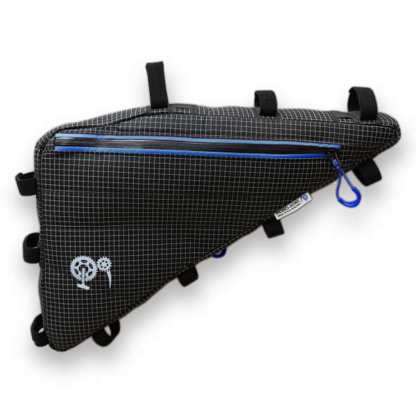 ROBO-KIWI Bikepacking Frame Bags - Triangulator Bag DGS - double, black/blue trim (2)