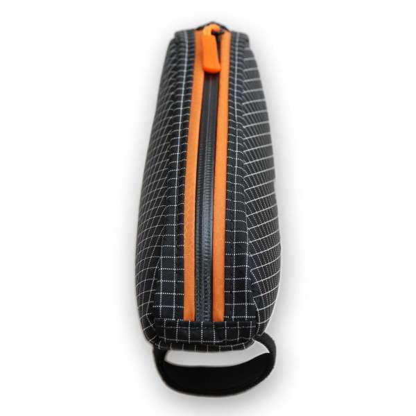 ROBO-KIWI Bikepacking Top Tube Bags - Macgyver Bag DGS - black/burnt orange trim, front view (4)