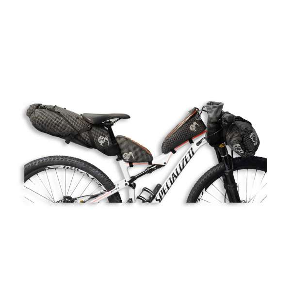 ROBO-KIWI Bikepacking Bikepacking Setups - 5 Bag Essential Bikepacking Set DGS - black, orange trim (3)