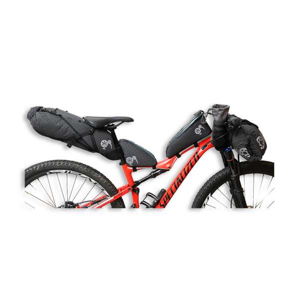 ROBO-KIWI Bikepacking Bikepacking Setups - 5 Bag Essential Bikepacking Set DGS - black, turquoise trim (1)