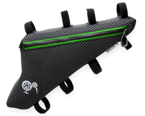 ROBO-KIWI Bikepacking Frame Bags - Triangulator Bag DGS ROBO-KIWI Bikepacking Frame Bags - Triangulator Bag DGS - single, black/green trim