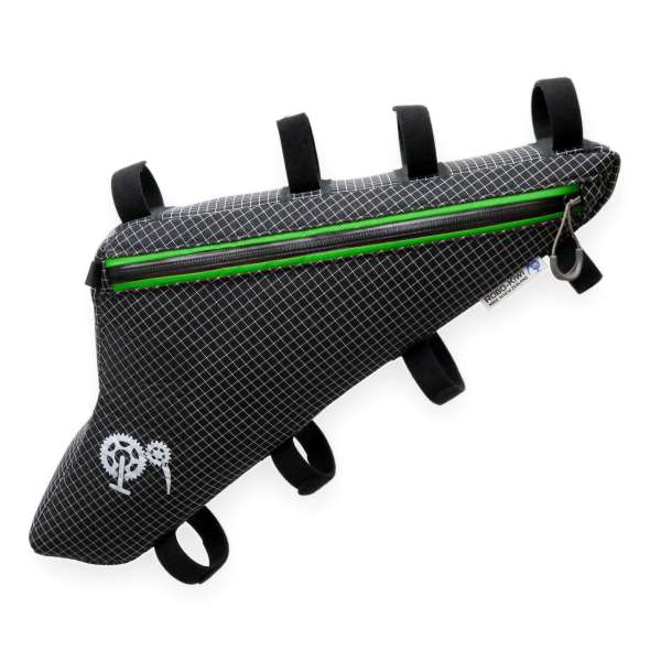 ROBO-KIWI Bikepacking Frame Bags - Triangulator Bag DGS - single, black/green trim (1)