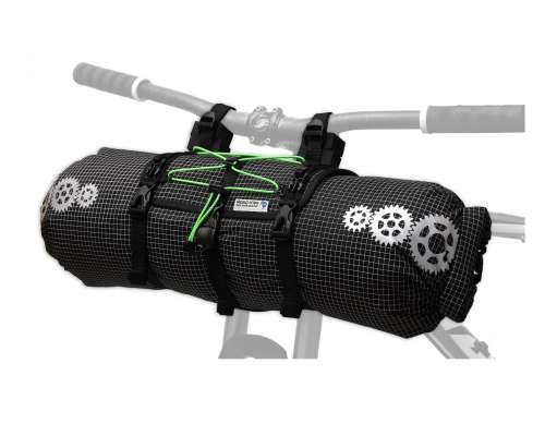ROBO-KIWI Bikepacking Handlebar Bags - Front Harness + Dry Bag DGS - black/green trim