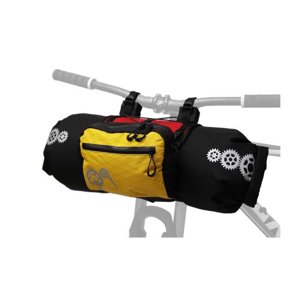 ROBO-KIWI Bikepacking Handlebar Bags - Front Harness + Dry Bag + Cafe Bag XP - red/yellow (2)