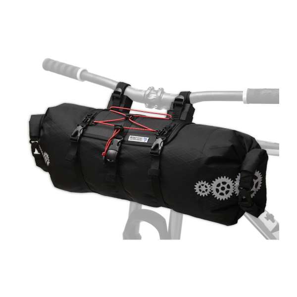 ROBO-KIWI Bikepacking Handlebar Bags - Front Harness + Dry Bag XP - black/red trim (3)